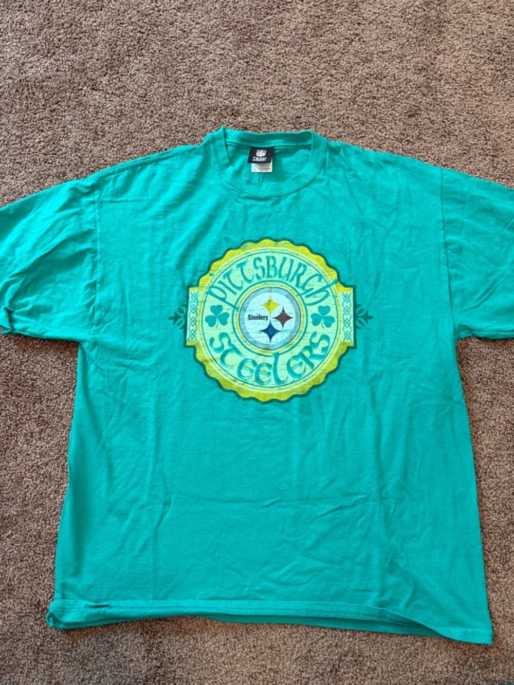 NFL Pittsburgh Steelers St. Patrick’s Green Short Sleeve Tee with Yellow Graphic